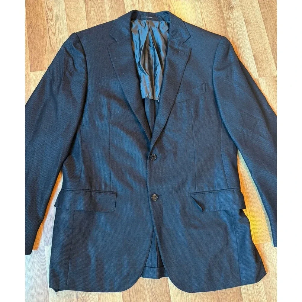 Ermenegildo Zegna Men 40R Blazer Wool Silk Made in Italy Navy Blue Sport Coat
